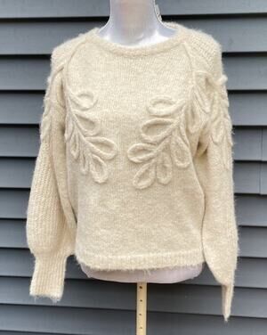 NWT Strut & Bolt Women Ecru Pullover Sweater, With Decorative Cable Knit, Sz Med